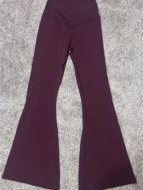 OFFLINE By Aerie Real Me High Waisted Crossover Flare Legging in Cool Berry